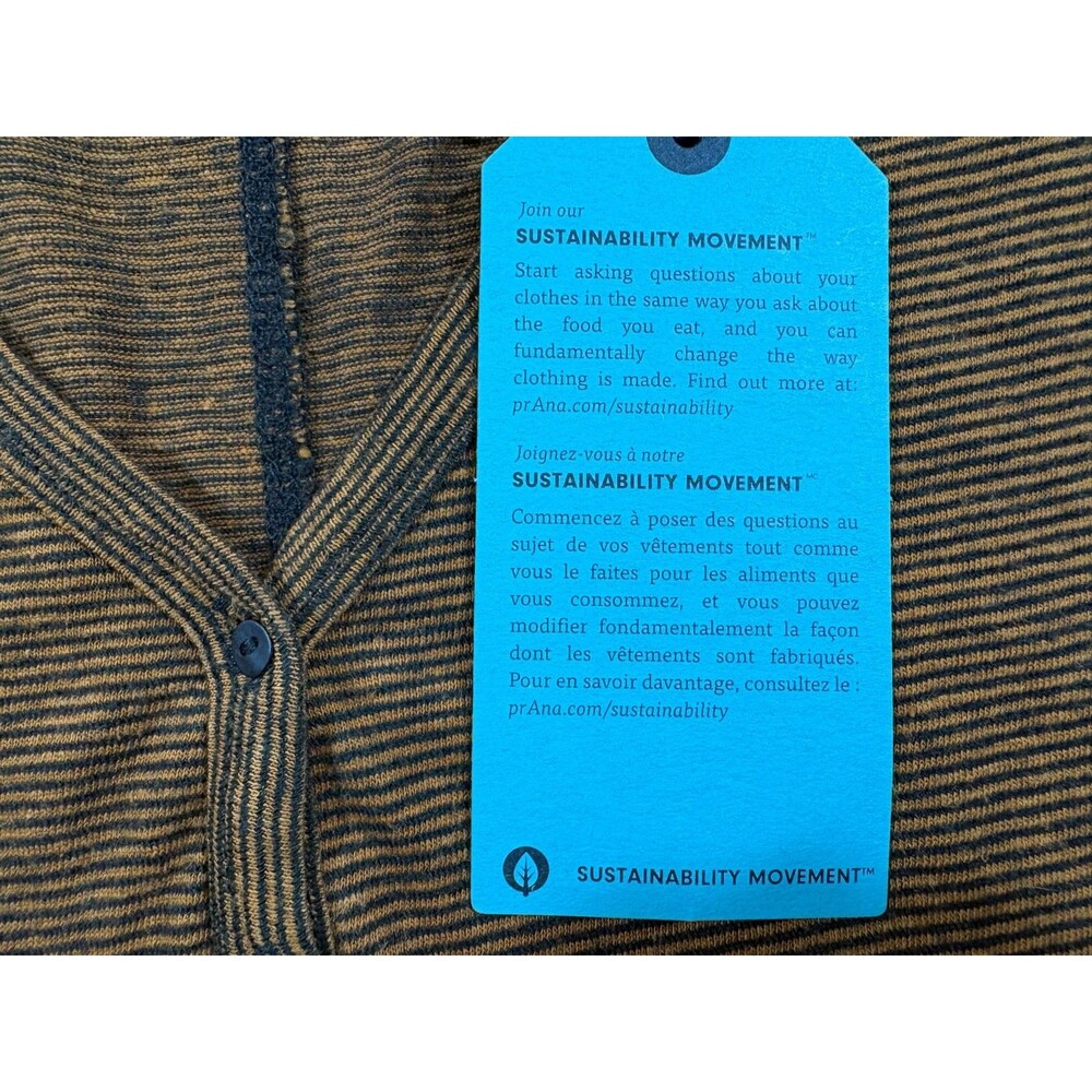 Prana Patty Womens Henley Tank Adobe Brown Stripes Hemp Organic Cotton Sz M NEW - Picture 7 of 12